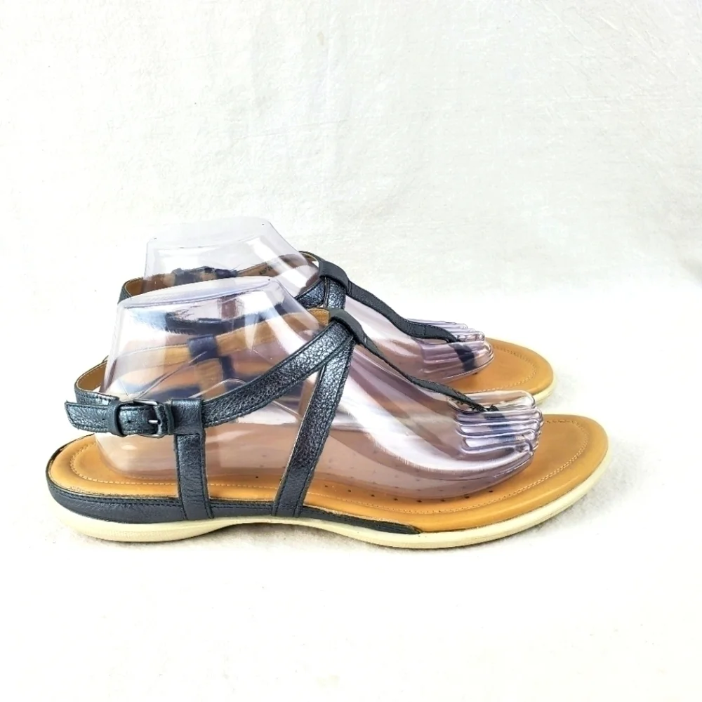 Ecco grey metallic thong sandals size 42
